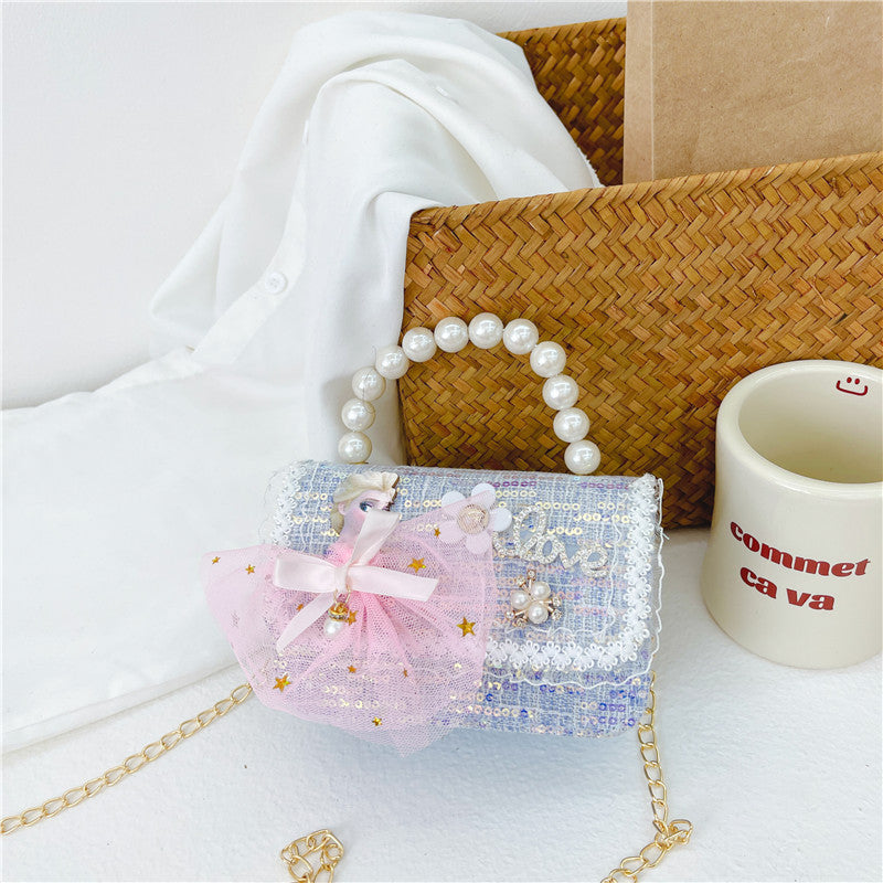 Wholesale Cotton Linen Xiaoxiangfeng Children's Pearl Accessories Handbag